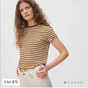 Everlane box tee in ochre stripe